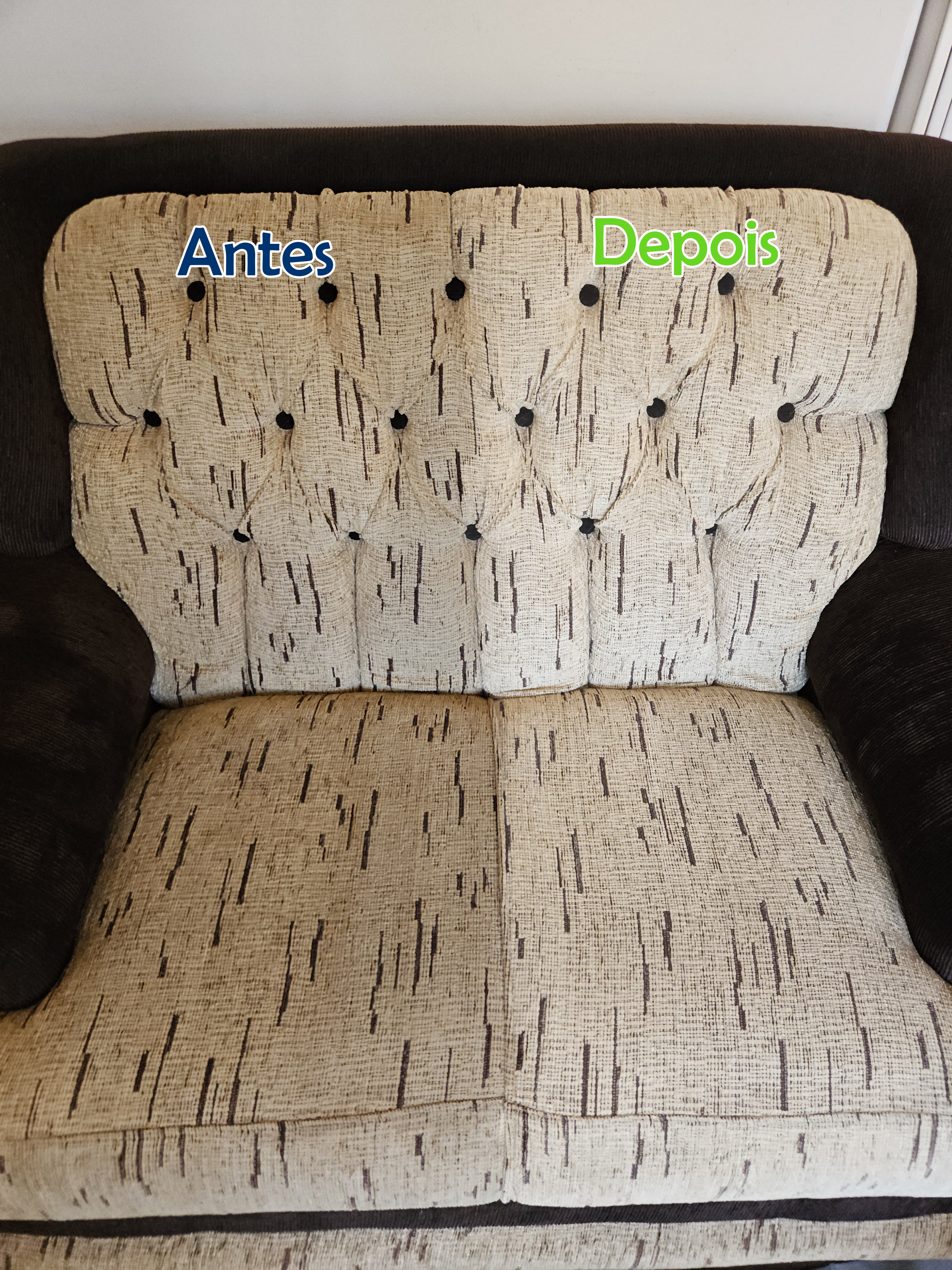 Poltrona reclinável antes e depois da limpeza Limpaê